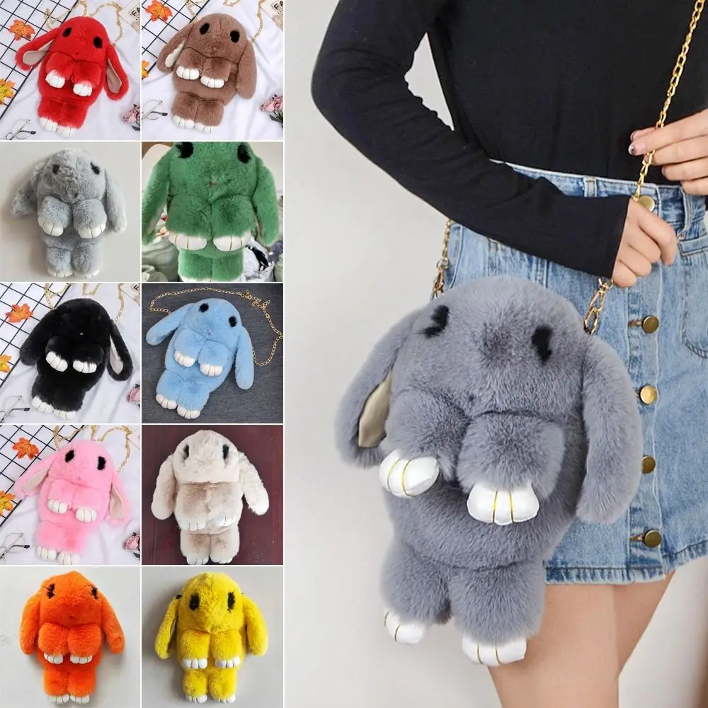 Rabbit Bag Plush Chain Rabbit Bag Plush Rabbit Bag Imitation Rex Rabbit Women's One Shoulder Crossbody Bag