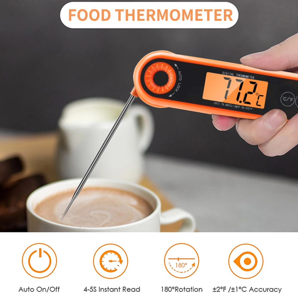 

Folding Digital Food Thermometer Kitchen Cooking BBQ Temperature Meter Electronic Oven Meat Water Milk Temperature Gauges Tools