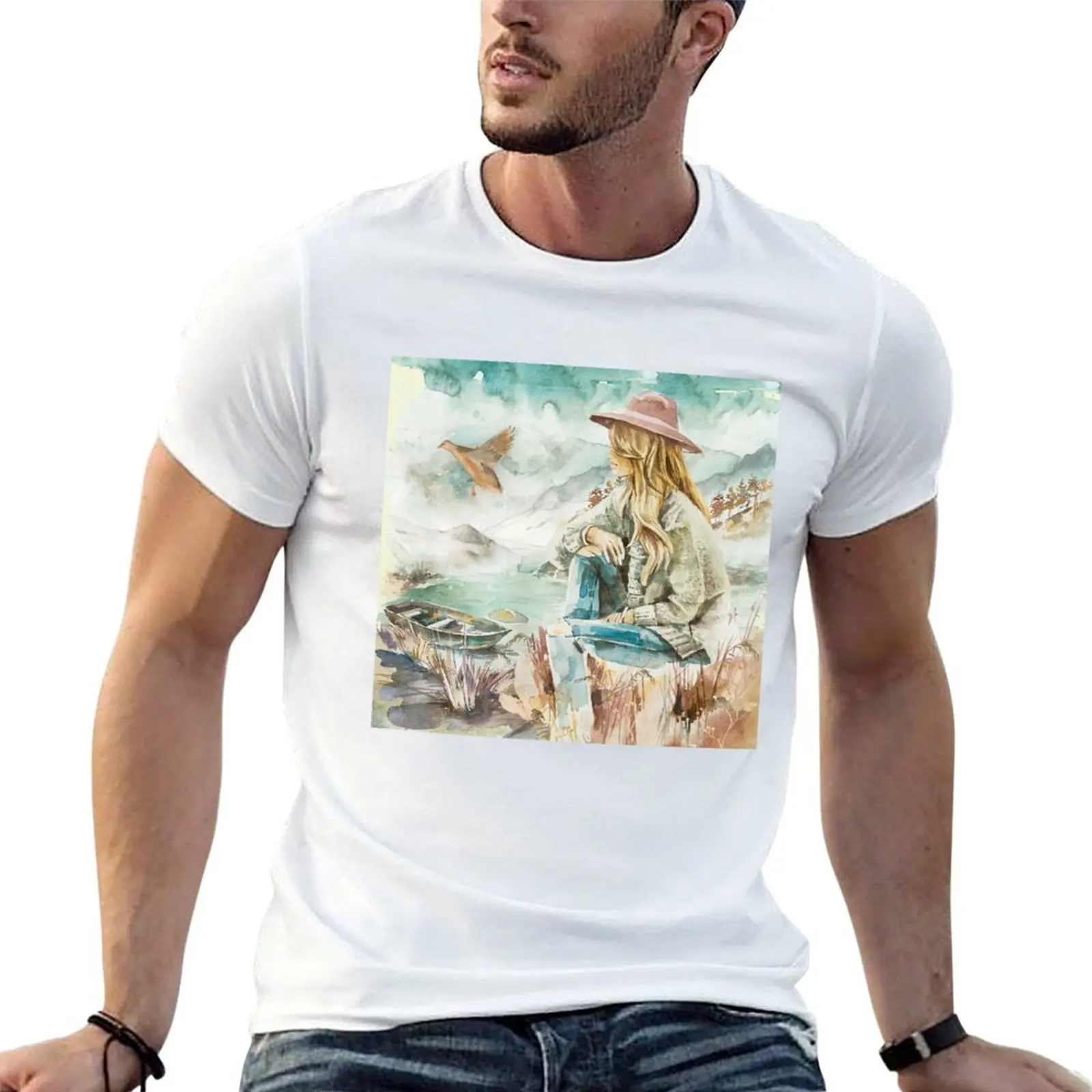 

Summer lake life T-Shirt man t shirt heavy cotton cotton t shirts man 100% t shirt man designer T-Shirt