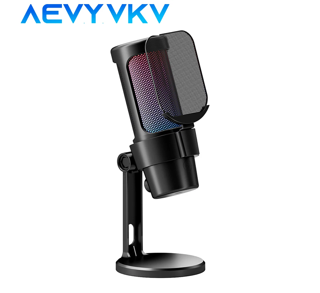 

USB Microphone for Recording and Streaming on PC and Mac,Headphone Output and Touch-Mute Button RGB Hypercardioid Microphone