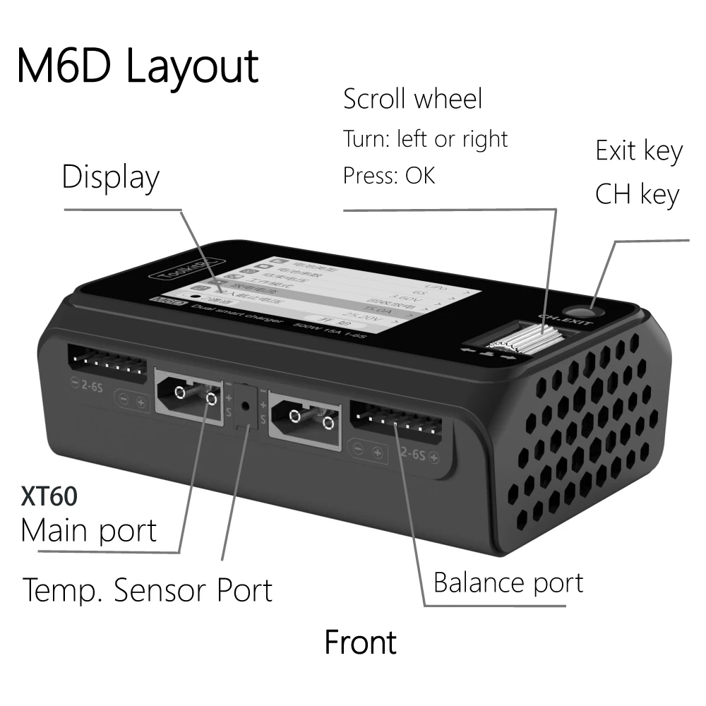 ToolkitRC الأرجواني M6D شاحن سريع ذكي قابل للتعديل هاواي DC500W 15A 1-6S لعبة نموذج سيارة بدون طيار FPV بطارية ليثيوم يبو الخفافيش