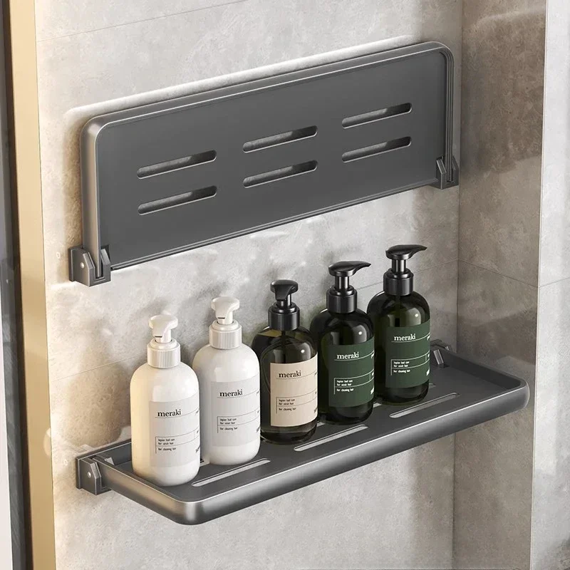 Foldable Aluminum Vanity Shelf, 90 Degree, Waterproof, Hanging, Toiletries Organizer, Household Products, No Punch