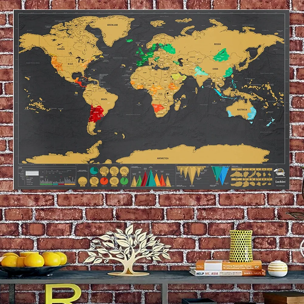 Dropshipping Deluxe Earth Scratch Maps Personalized Travel Scratch Maps Mini Scratch Off Foil Layer Coating Maps Poster 58x83 cm