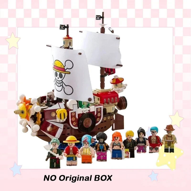 2025 NEUE Ziegel MINISO ONE PIECE Merry Thousand Sunny Boat Ruffy Bausteine Set Weihnachten