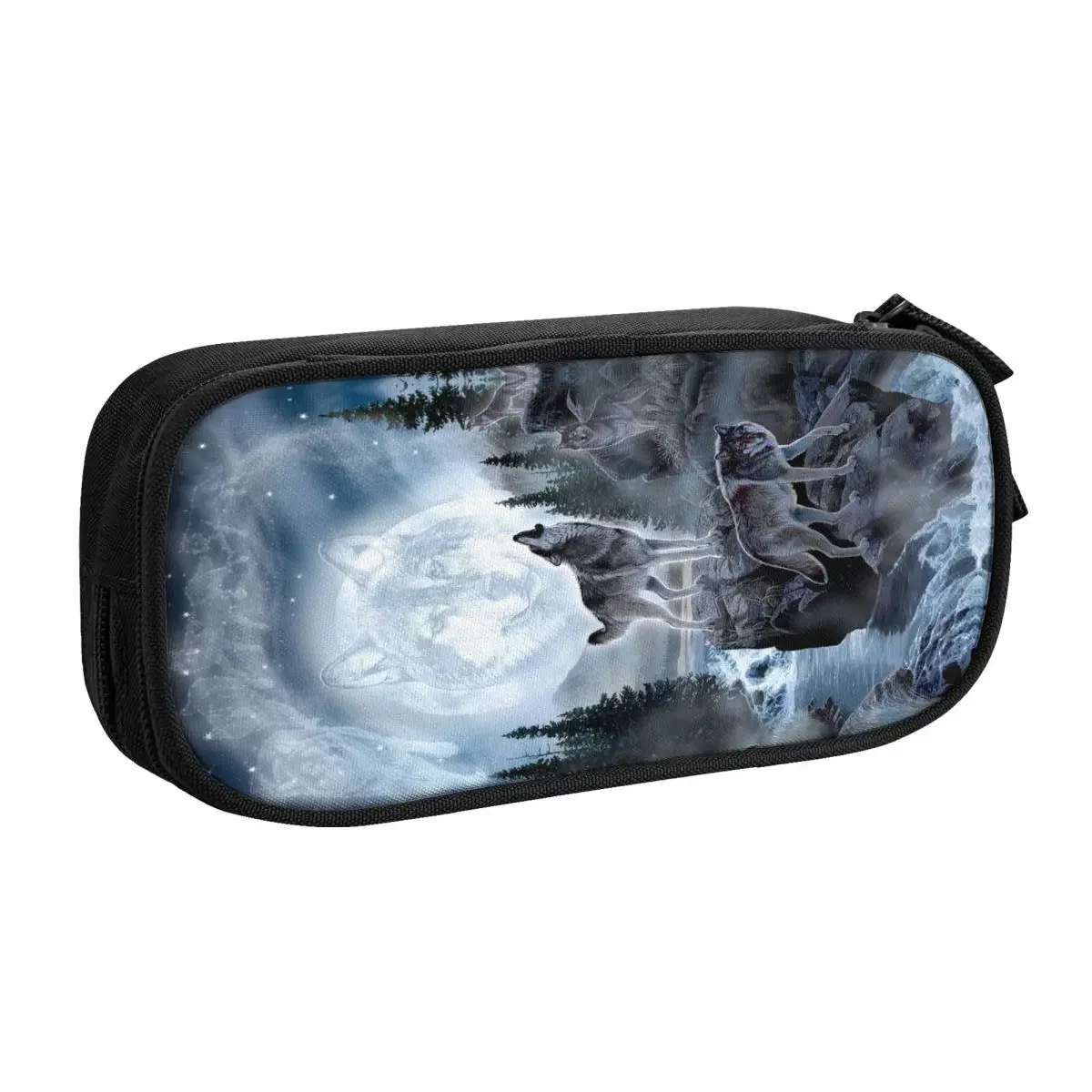 Custom Spirit Animal Wolf Cute Pencil Case Girl Boy Big Capacity Pencil Box Students Stationery