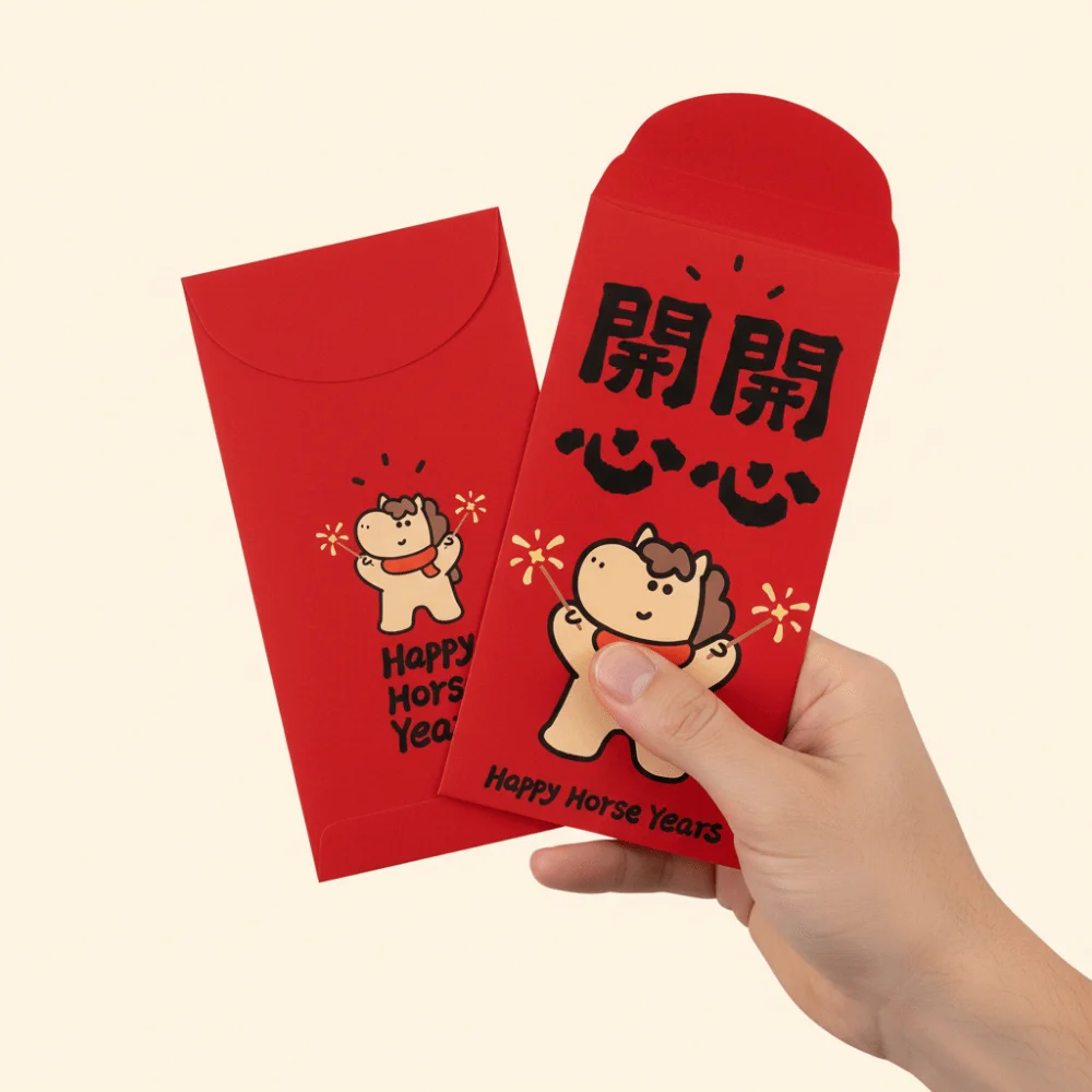 30 pieces Chinese Style 2026 Horse Year Red Envelope Cute Large Capacity New Year Money Envelope Bless Words Paper Red Pocket