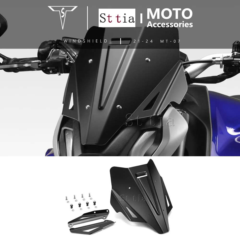 

Подходит для YAMAHA MT-07 FZ07 2021-2024 mt07 FZ 07, черное лобовое стекло мотоцикла, алюминиевый спортивный козырек, дефлектор