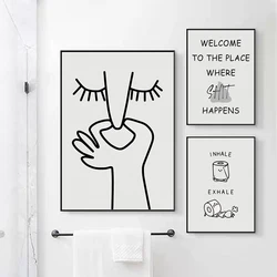 Abstract Humor Slechte Geur Grappige Badkamer Poster Zwart Wit Prints Canvas Schilderij Wall Art Pictures WC Toilet Room Decor