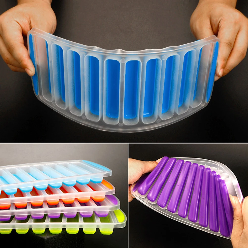 

8 Pcs Plastic Ice Mold Cube Moulds 10 Holes Tray Strip Popsicle Cake Baking Tool Long Thumb