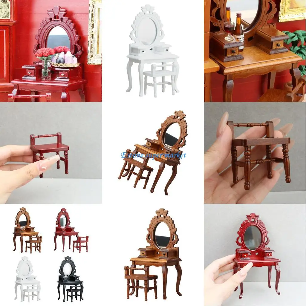 

090b реалистичный мини -мебельный набор 1/12 Шкала деревянного комода традиционный дизайн
