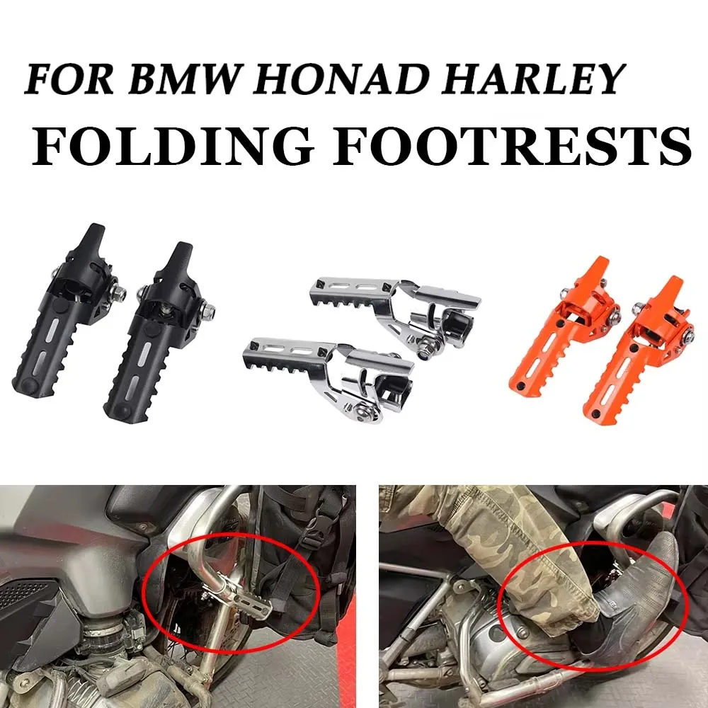 For BMW R1200GS LC R1250GS R1200 GS R 1250 GS For KTM HONDA NC750X Motorcycle Highway Front Foot Pegs Folding Footrests Clamps