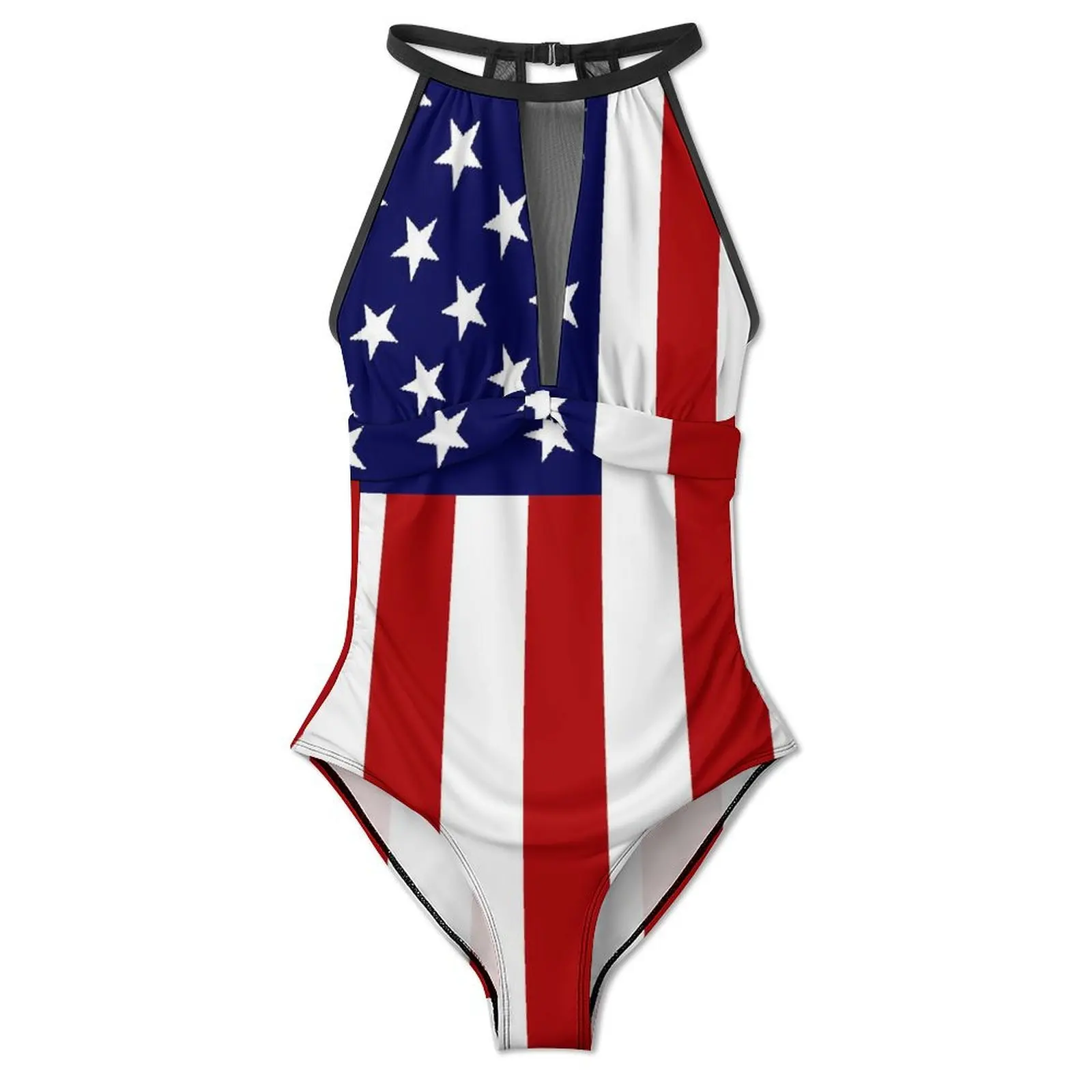 American Flag Swimsuit Red Stripes Push Up Swimwear One-Piece Sport Bathing Suit Bodysuit Sexy Design Beach Outfits Plus Size