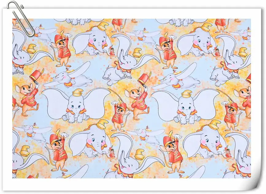 Width110cm Cotton Disney Dumbo Fabric Material For Clothes Patchwork Sewing Quilting Fabrics For Tissue DIY Needlework Sew Dress