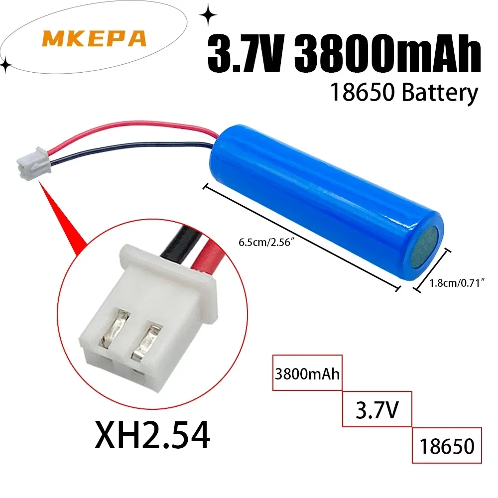 

air transport 3.7V lithium-ion rechargeable battery, 3800mAh, 18650, with replacement socket, emergency lighting xx2.54 wires