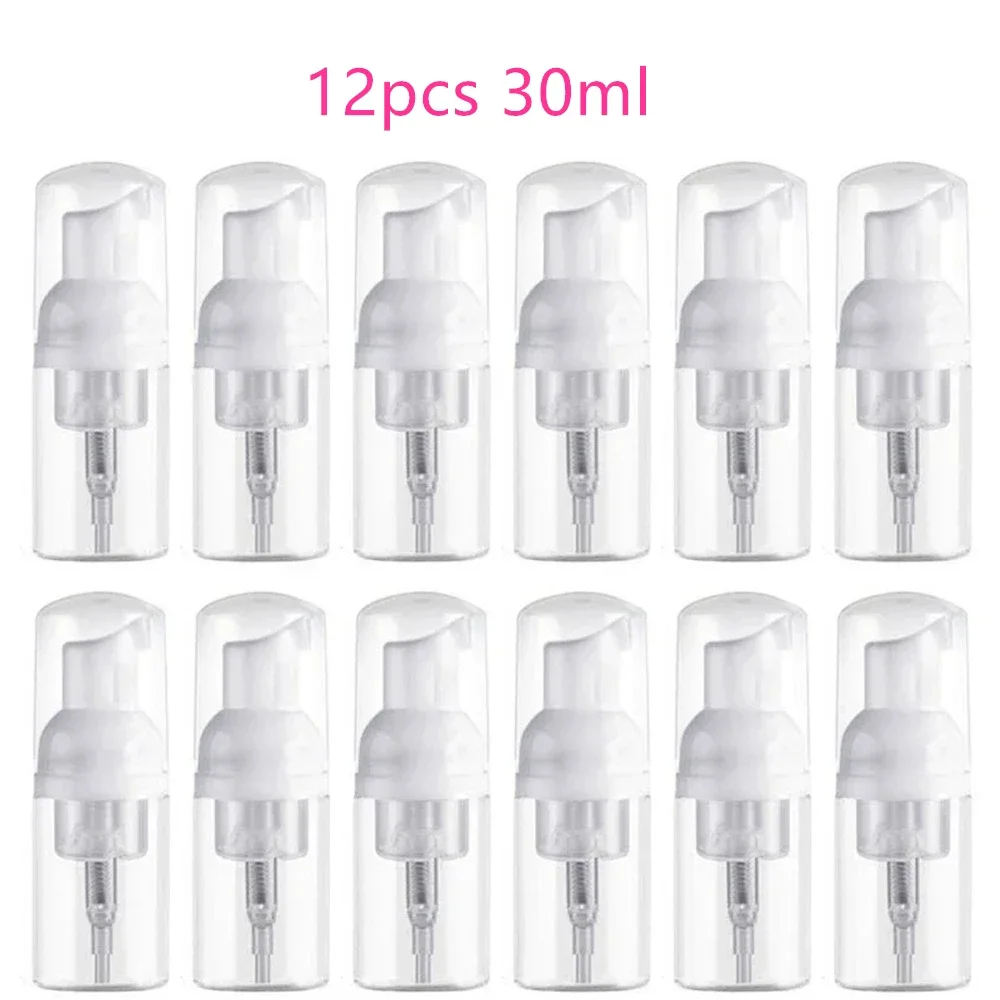 12pcs 30/60ml Portable Foam Bottle Empty Pump Clear Bottle Lotion Shampoo Dispenser Hot Koop Refillable Bottles pump foam bottle