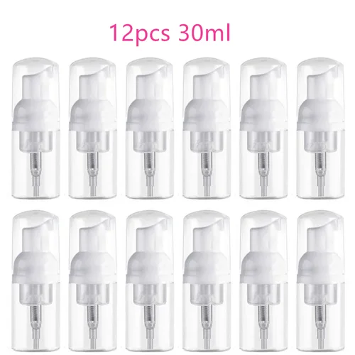 12 Uds 30/60ml botella de espuma portátil bomba vacía botella transparente loción dispensador de champú caliente Koop botellas recargables bomba botella de espuma
