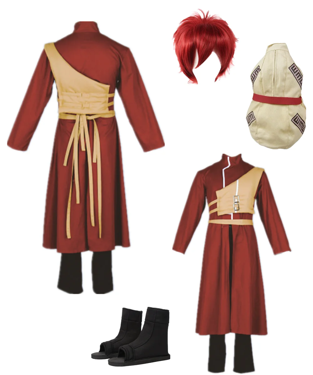 

Мужской костюм Гаары из Наруто: жилет, длинное пальто, брюки для косплея, вечеринок и Хэллоуина (размер US)