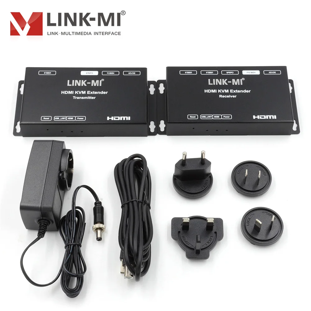 موسع USB HDMI KVM بطول 100 متر عبر كابل CAT5e/6 فردي مع 1080P، Dual POC، RJ45، مادة معدنية 480 مترًا/ثانية