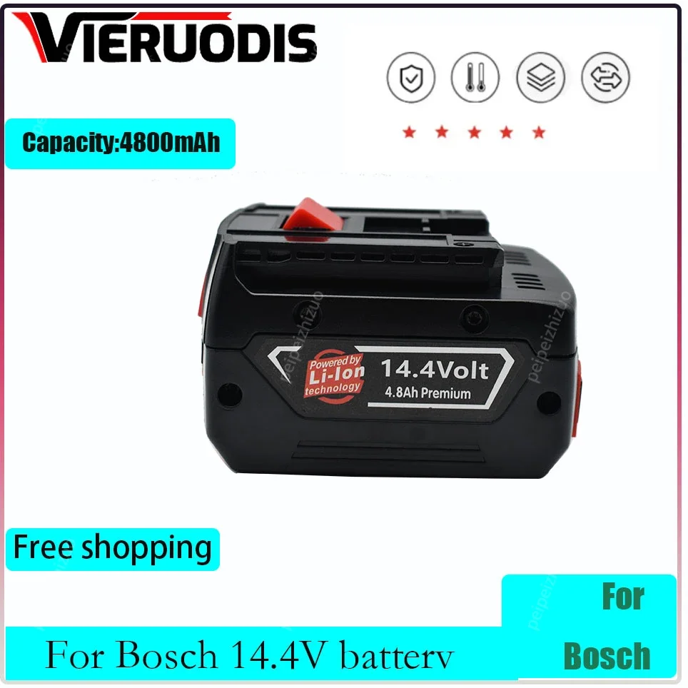 

For BOSCH 14.4V 4800ah Rechargeable Li-ion Battery Cell Pack for BOSCH Cordless Electric Drill Screwdriver BAT607G BAT614G