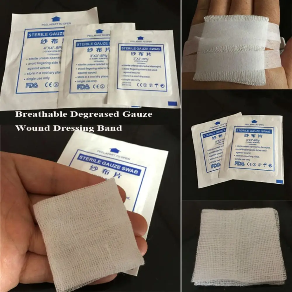 10Pcs 5x5cm 7.5x7.5cm 10x10cm Breathable Degreased Gauze Wound Dressing Band Aid Bandage Large Wound Aid Wound Bandage