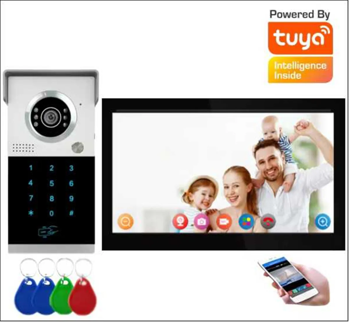 2MP 1080P 7 дюймов Tuya APP WIFI дверной звонок видеодомофон IP видео дверная станция пароль/IC-карта система контроля доступа дверная камера