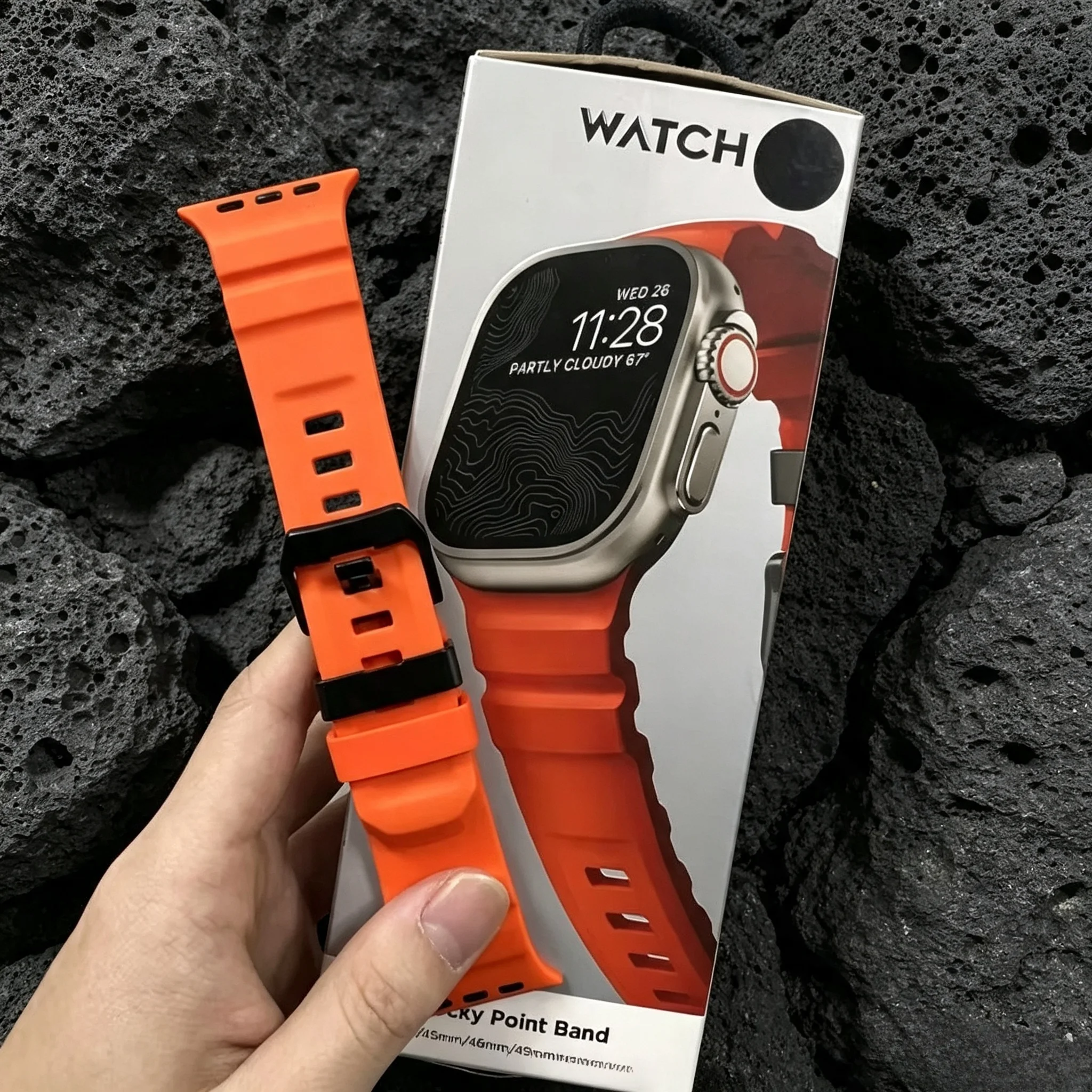 Luxury Tactical Breathable FKM Silicone Sport Strap For Apple Watch Ultra 2 49mm Series 10 46mm 9 8 7 SE 45mm 44mm Vented Groove
