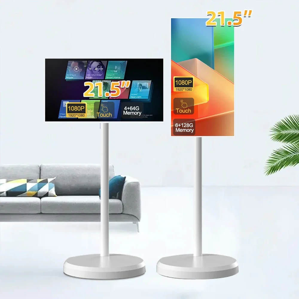 

Eimio New Design Interactive Stand Tv 21.5 Standby Me Tv White Touch Screen on Wheel Rotate Lcd Smart Tv