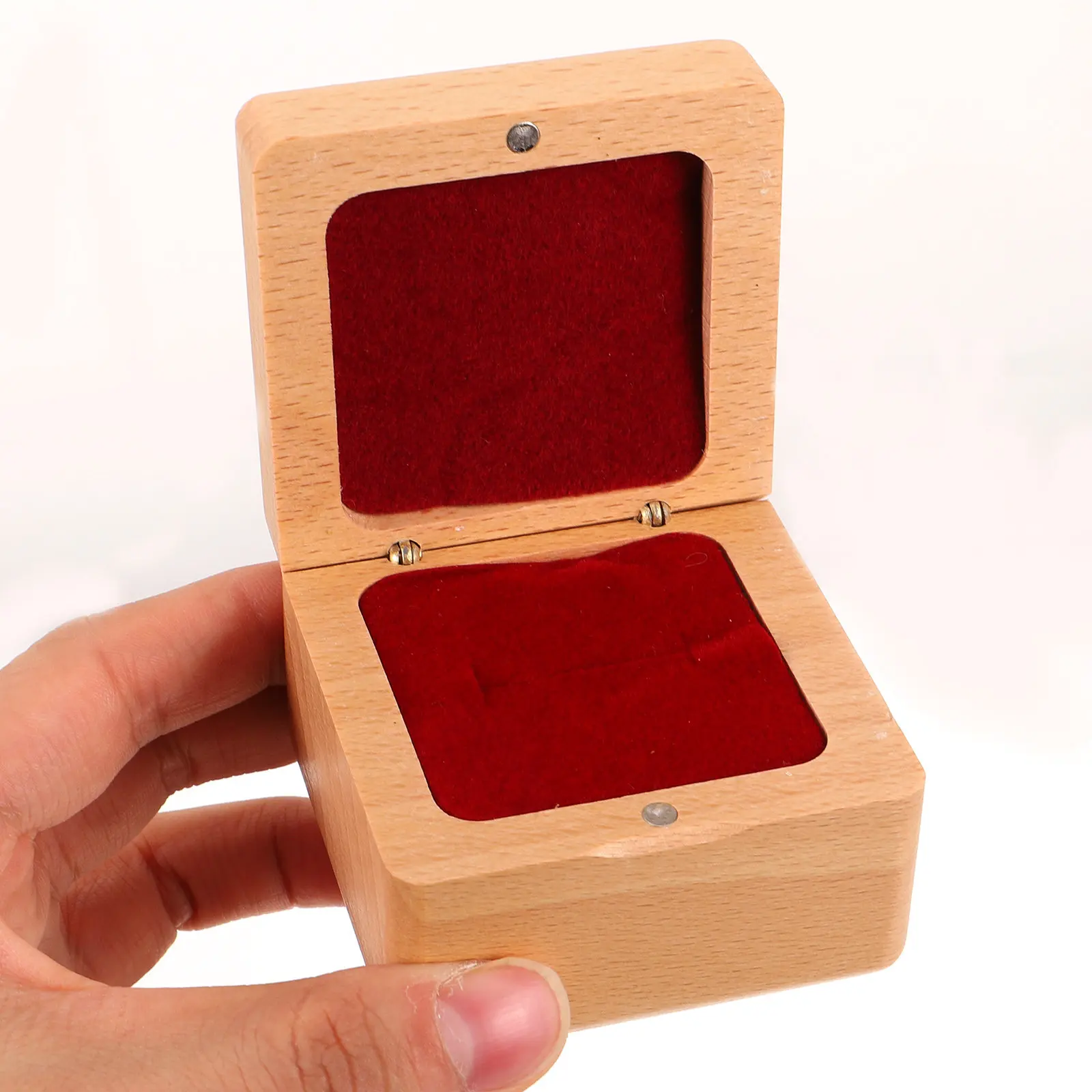 

Beech Wood Ring Box Luxury Wedding Ring Holder Design for Rings Earrings Jewelry Gift Box Display Organizer Case