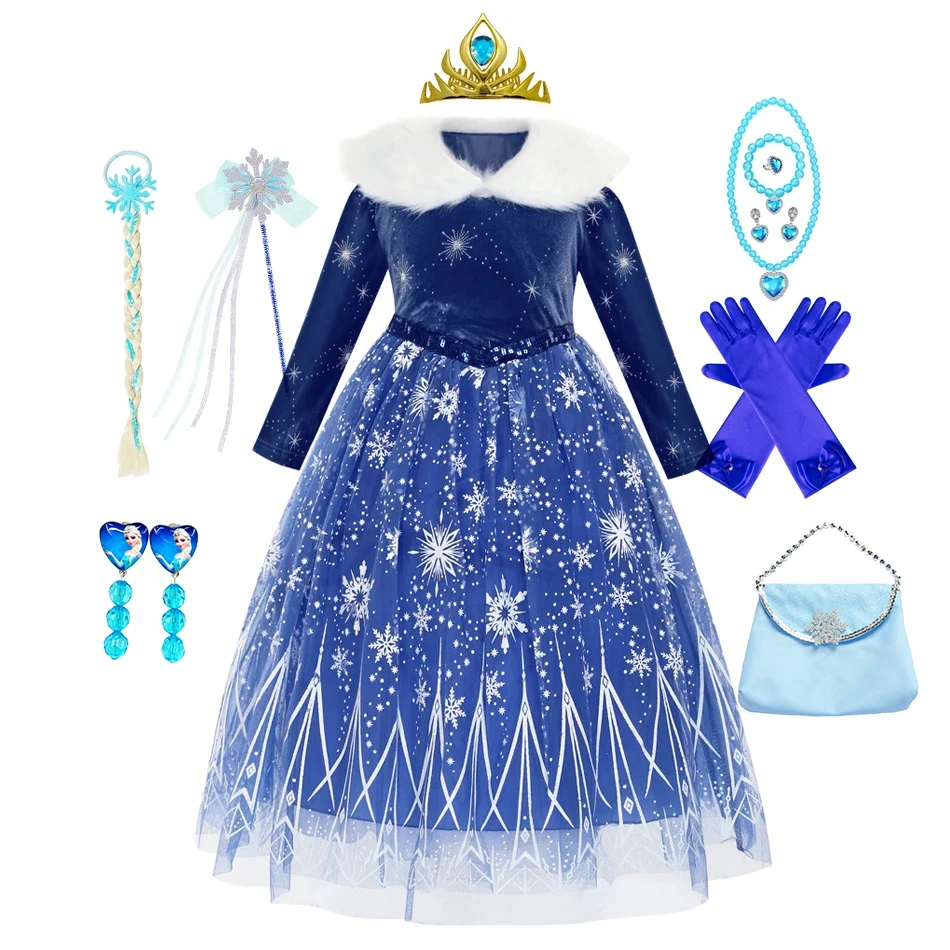 

Elsa Dress for Girls Halloween Carnival Party Kids Princess Cosplay Costume Winter Clothing Christmas Outfits Children Clothing