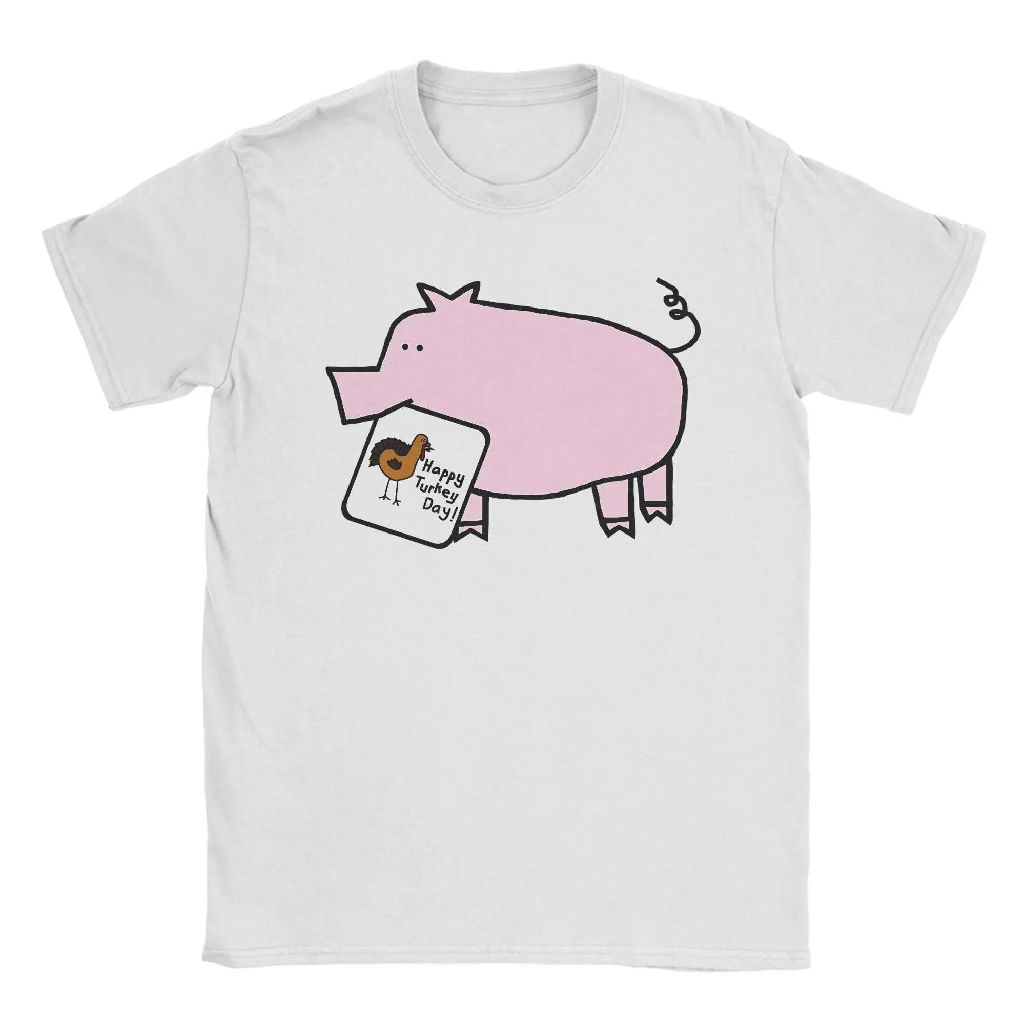 

Футболка с милой свиньей и поздравлением в Турции на День Благодарения для мужчин, винтажные футболки из чистого хлопка, футболка с короткими рукавами, новое поступление