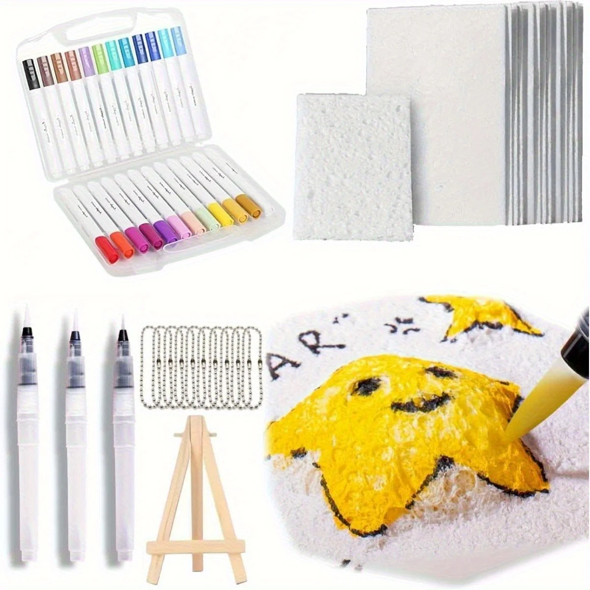 

3D рисунок холст губка с акварельной кистью маркер ручка бумага для рисования пустая живопись товары для рукоделия пенопластовая текстура набор для рисования