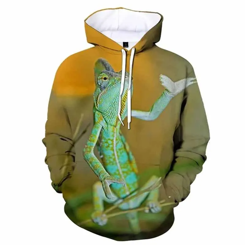 New Color Chameleon Lizard Hoodies Animal 3D Print Men Women Hooded Sweatshirts Pullovers Harajuku Tracksuits Tops Male Clothing