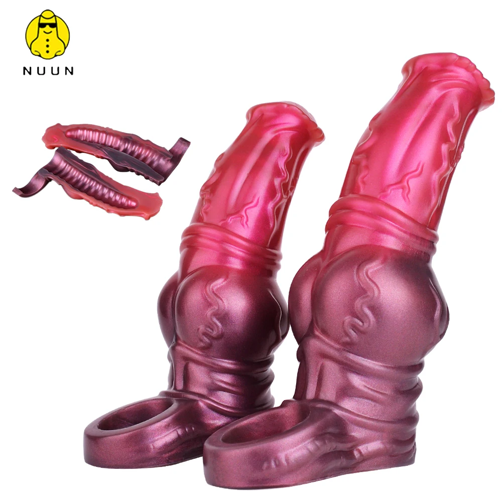 NUUN Dog Knot Dildo Cock Sleeve Silicone Condom Penis Sheath Dick Enlargement Extender Horse Adults Sex Toys for Men Couples