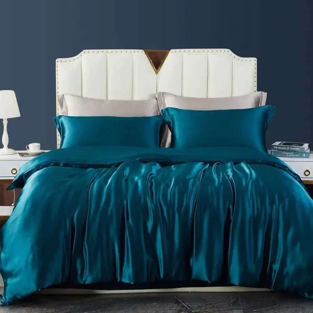 하이 퀄리티 통기성 실크 침구 세트, 천연 뽕나무 실크 새틴, 편안한 정전기 방지 07, 22 엄마, 100%