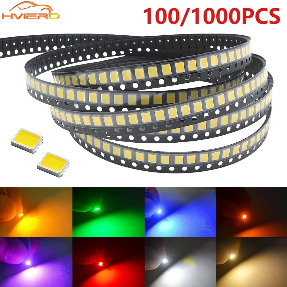 100/1000X SMT SMD 2835 cuentas de lámpara LED 20-25lm blanco rojo azul verde amarillo cuentas Led Chip DC 1,8-3,6 V luces diodos emisores de luz