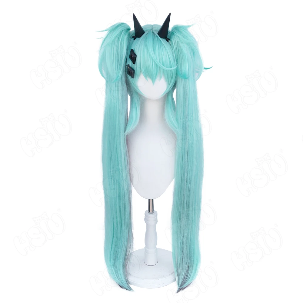 Little Devil Procyon Lotor Cosplay Wig Light mint green mixed dark red long hair anime Game cosplay wig