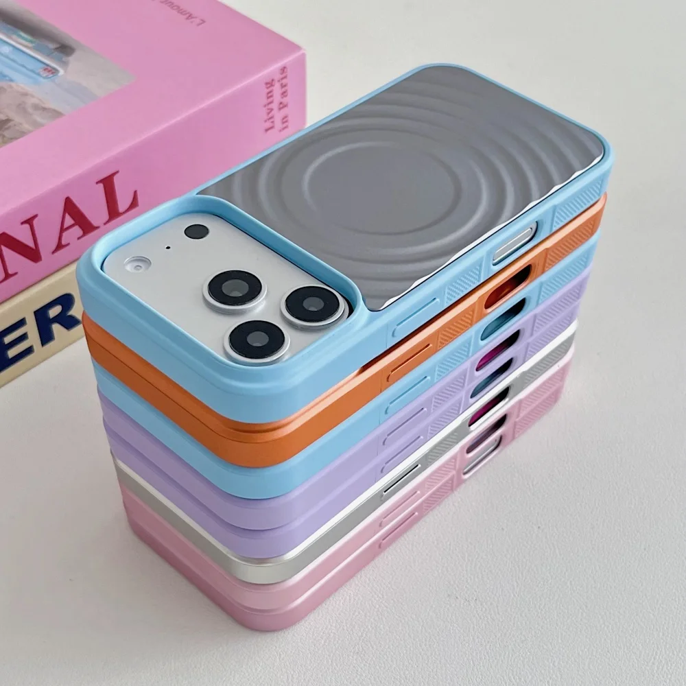 luxury Two Tone Ripple Magnetic Phone Case for iPhone 18 17 15 14 16 Pro Max Matte Contrast Frame Shockproof Protective Cover