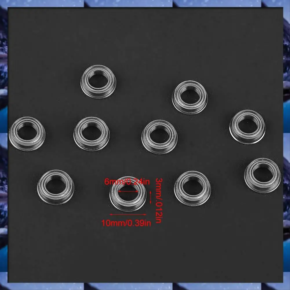 

ABSU 10Pcs Flanged Ball Bearings ID 6Mm OD 10Mm MF106ZZ Mini Size Stainless Steel U Type Groove Pulley Low Noise Precision