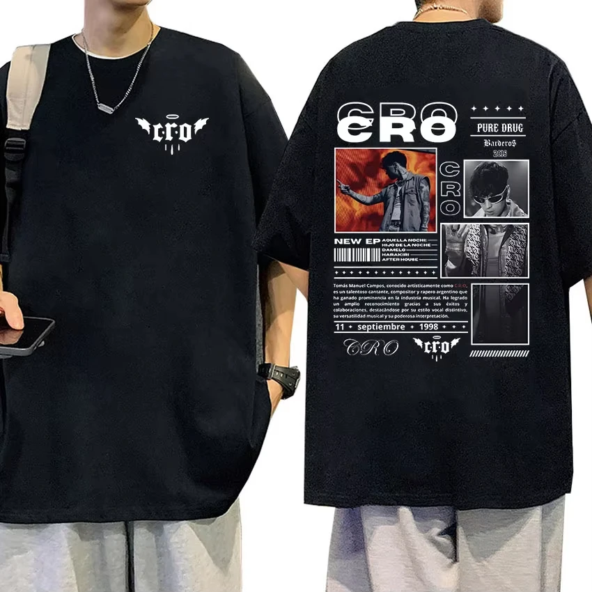 Camisetas de la gira New Era Trap del rapero C.R.O, camisetas de moda hip hop para hombre, camiseta Harajuku vintage, camisetas de algodón extragrandes, ropa de calle