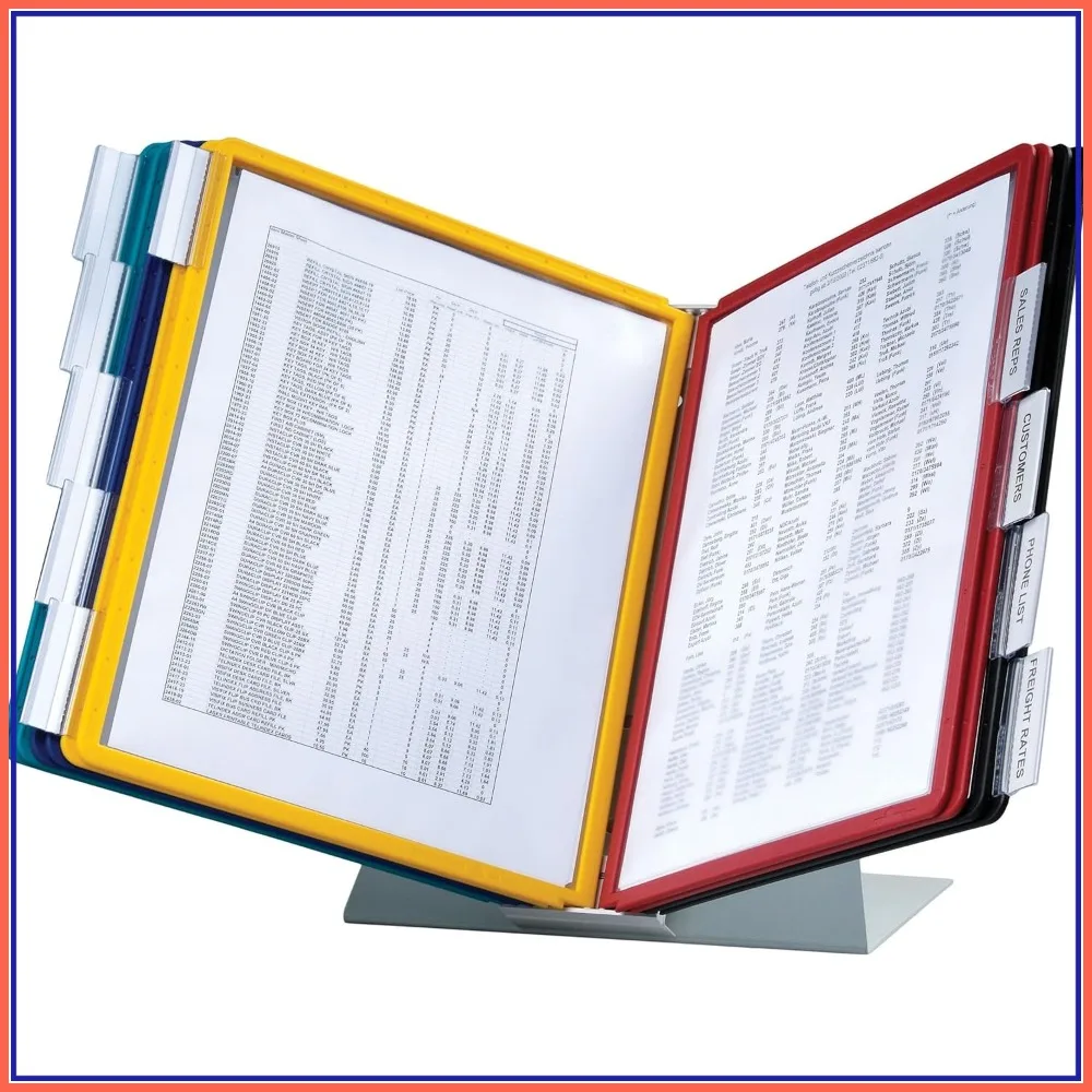 20-Pocket Desktop Reference System - Letter Size 10 Double-Sided Panels - Assorted Color Borders