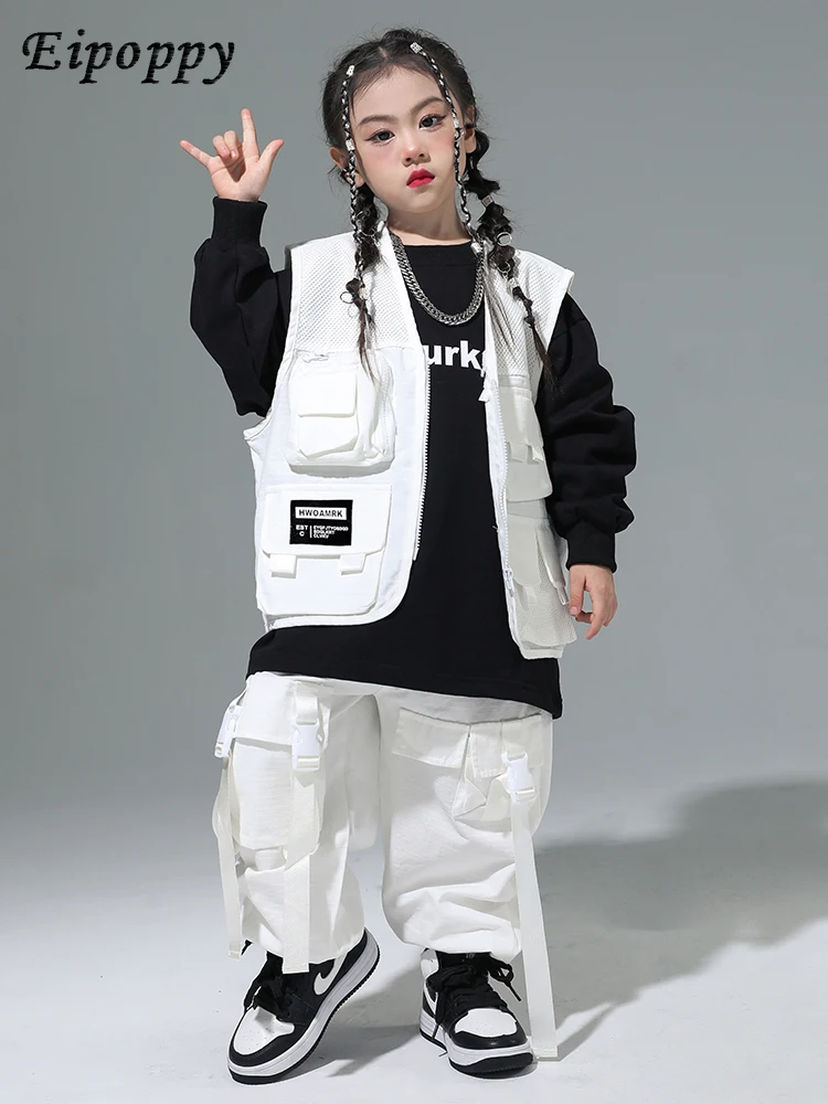 Children's Hip Hop Performance Clothes Hiphop White Vest Suit Boys' Hip Hop Fried Street Performance Children's Hip Hop Fashion