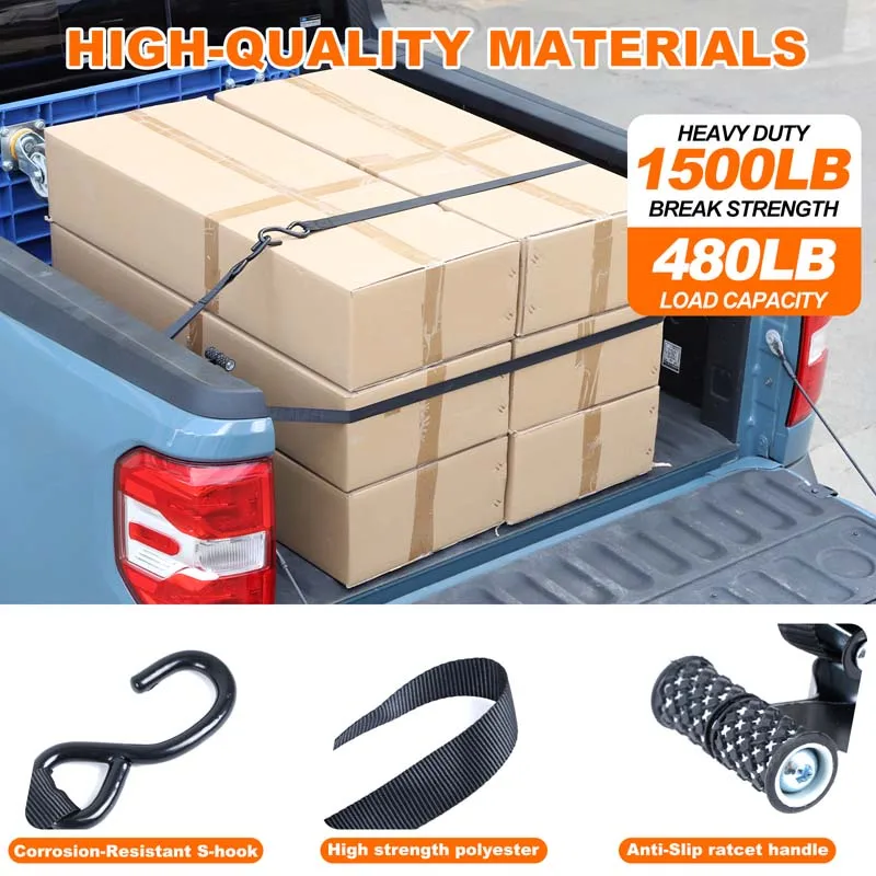

1piece set Carbon steel black For Ford Maverick 2022+ car cargo box fixing belt ratchet tightener car modification accessories