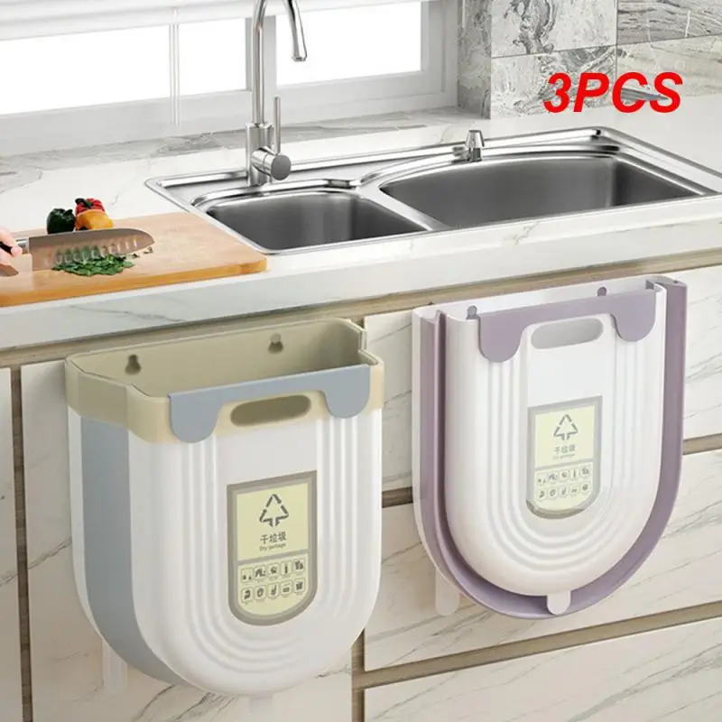 

3PCS Durable Wall-mounted Compact Bathroom Foldable Storage Bucket Practical Kitchen Hygienic Bathroom Solution Popular