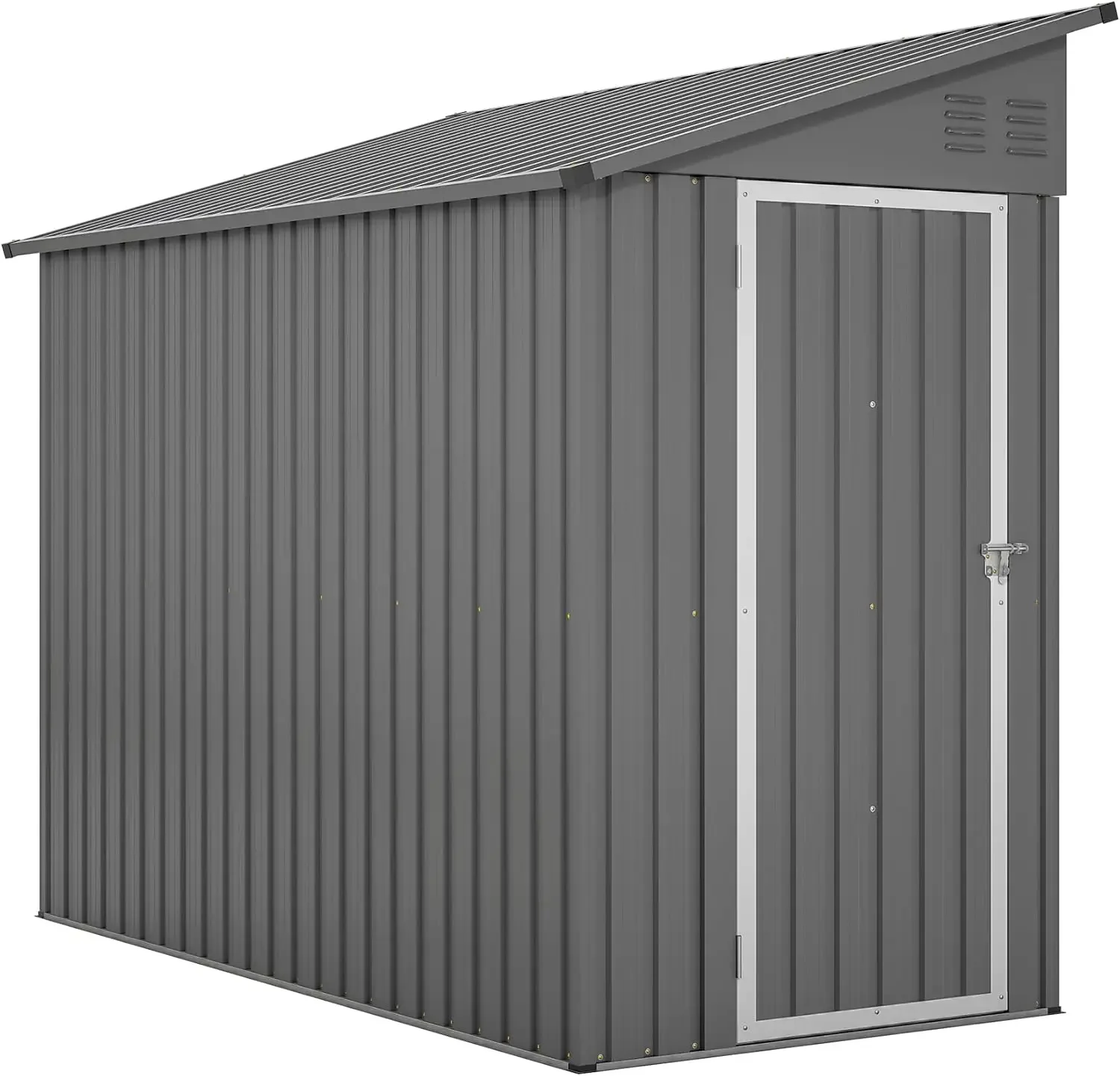 Outdoor 4' x 8' Metal Wall Side Storage Sheds & Outdoor Storage, Garden Storage Cabinet for Backayrd, Patio and Outdoor Use,Grey