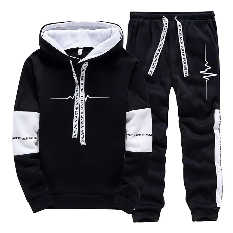 Men's Tracksuit Quality Casual Hooded Sweatshirts Outdoors Sports Jogging Clothing Autumn Winter Versatile Single Hoodies Pants