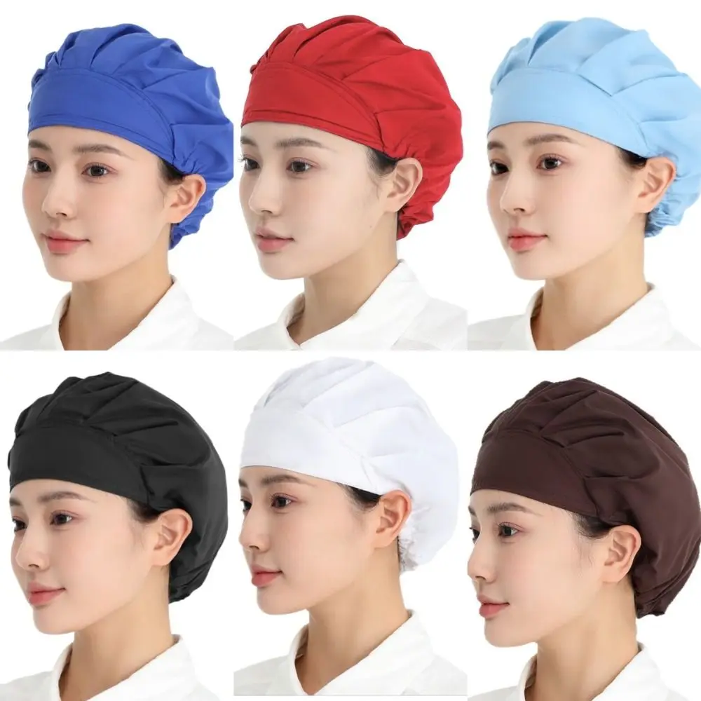 Work Wear Oil Fume Proof Catering Cap Hygienic Dustproof Flat Top Kitchen Work Hat Adjustable Cotton Chef Cap Food Service