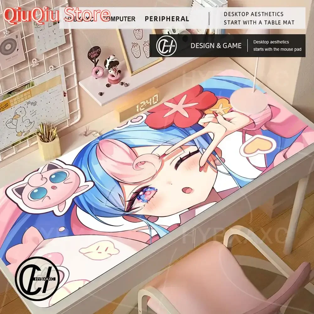 

Розовый Kawaii аниме девушка игровой коврик для мыши большой геймерская клавиатура стол ковер P-pokemon Jigglypuff резиновый игровой ноутбук коврик для мыши ПК