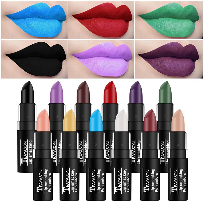 Colorful Long Lasting Nude Dark Red Black Lipkit Pigment  Waterproof Halloween Makeup Sexy Lipstick Matte Make Up Lip Gloss