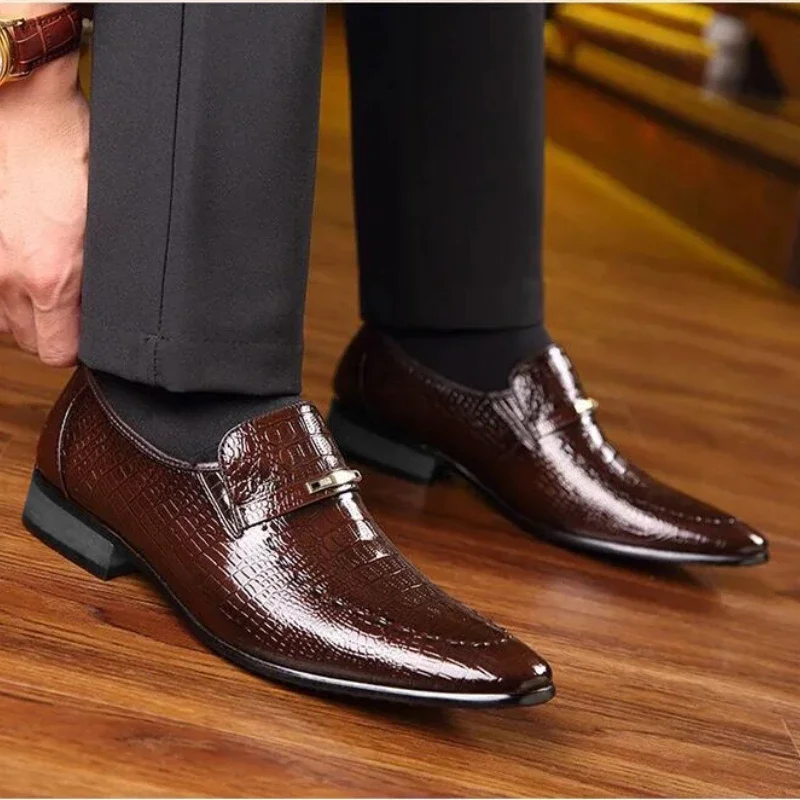 Men Leather Shoes 2024 New Men Shoes Casual PU Embossed Leather Business Dress Shoe Male Loafers Big Size 38-48 Tenis Masculinos