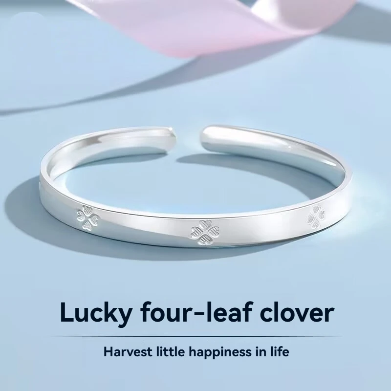 

Высокое качество S999 чистого серебра клевер открытый браслет для женщин, модный темперамент изысканные ювелирные изделия подарок оптом